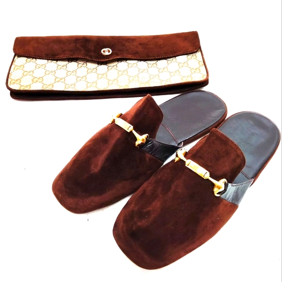 GUCCI SANDALS MEN BROWN̈ SUEDE/ CLUTCH CANVAS/SUEDE - Picture 9 of 9